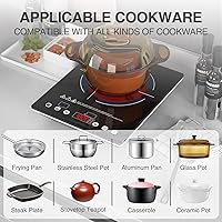 Vista 4 de VBGK Placa de Cocción Eléctrica, estufa eléctrica de 110 V, control táctil LED de un solo quemador, 9 niveles de potencia, bloqueo y temporizador