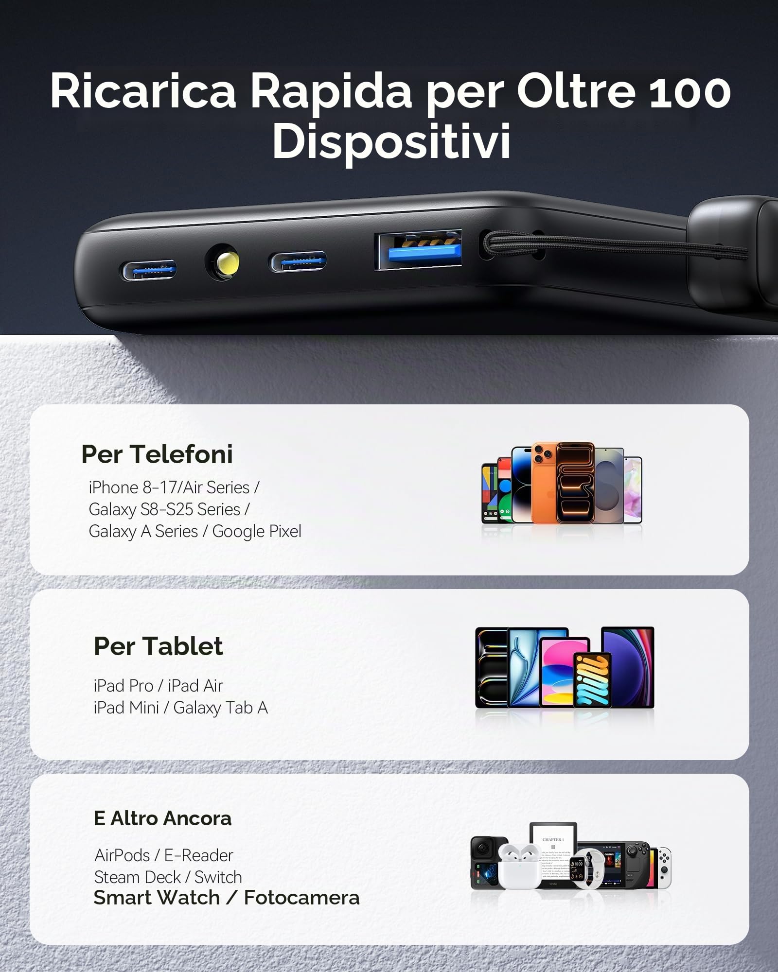 INIU Power Bank, caricabatterie portatile da 45 W PD più leggero 10000 mAh, USB C in&Out ricarica rapida, powerbank per telefono cellulare compatibile con iPhone 16 15 14 13 12 Samsung S22 S21 Google