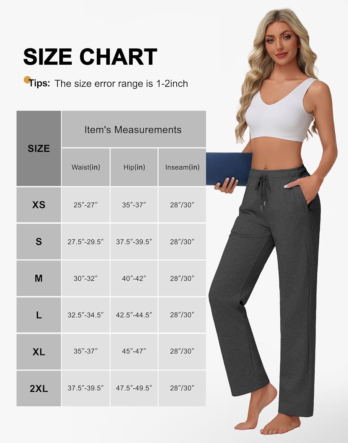 Women's Cotton Straight Leg Sweatpants - French Terry Lounge Athletic Yoga Sweat Pants with Drawstring Zipper Pockets - Image 6