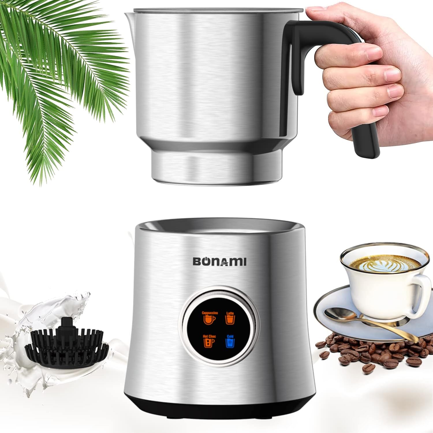 Bonami 5in1 Electric Frother for Coffee or Milk, 2MinFastFrothing