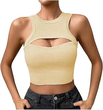 トップス Knitted Cropped T-shirt 71PD3CJlBHL._AC_AC_SY350_QL65_.jpg