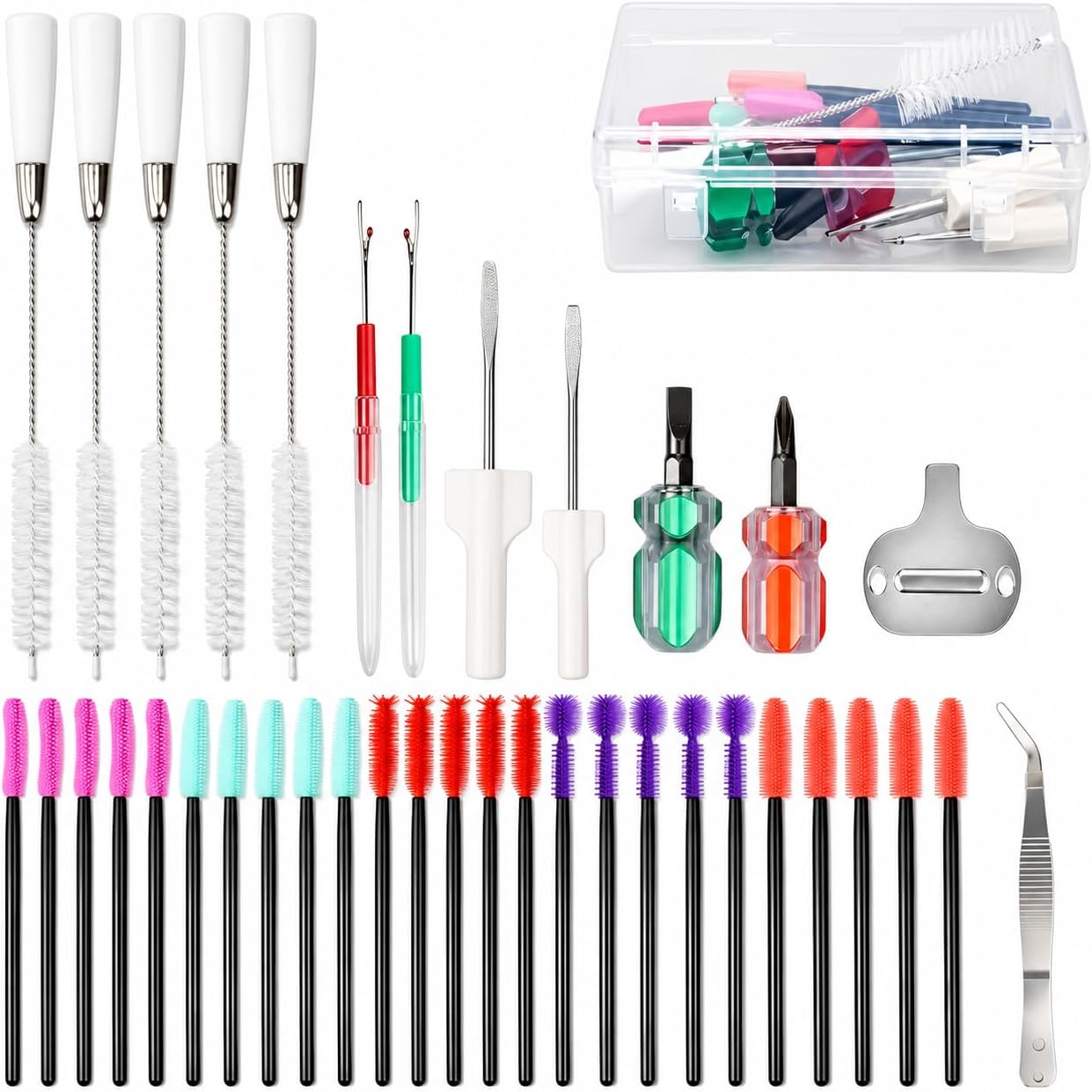 38PCS Sewing Machine Cleaning Kit, Includes Screwdrivers, Tweezers, Lint Brushes, Seam Rippers, Needle Board and Storage Case for Removing Lint, Dust and Routine Repair