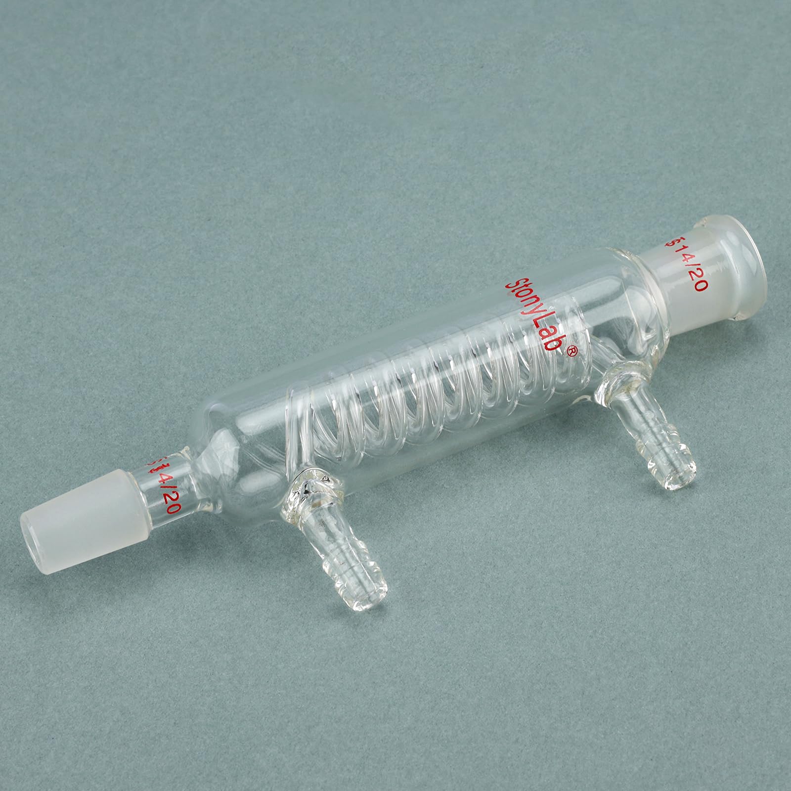 stonylab Condensador Graham, Camino de Enfriamiento Pequeño de 100 mm, Conexión 14/20, Vidrio de Laboratorio para Procesos de Condensación y Reflujo de Microscala Precisa