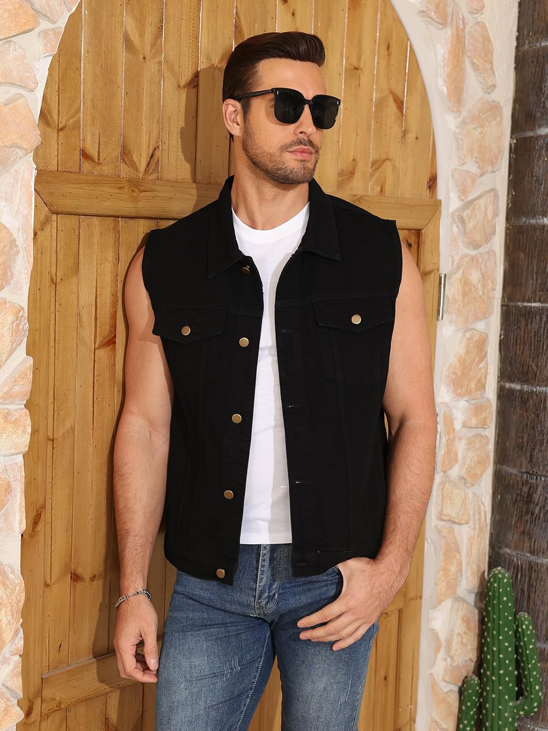 Men's Denim Vest Summer Shirt Sleeveless Jean Jacket