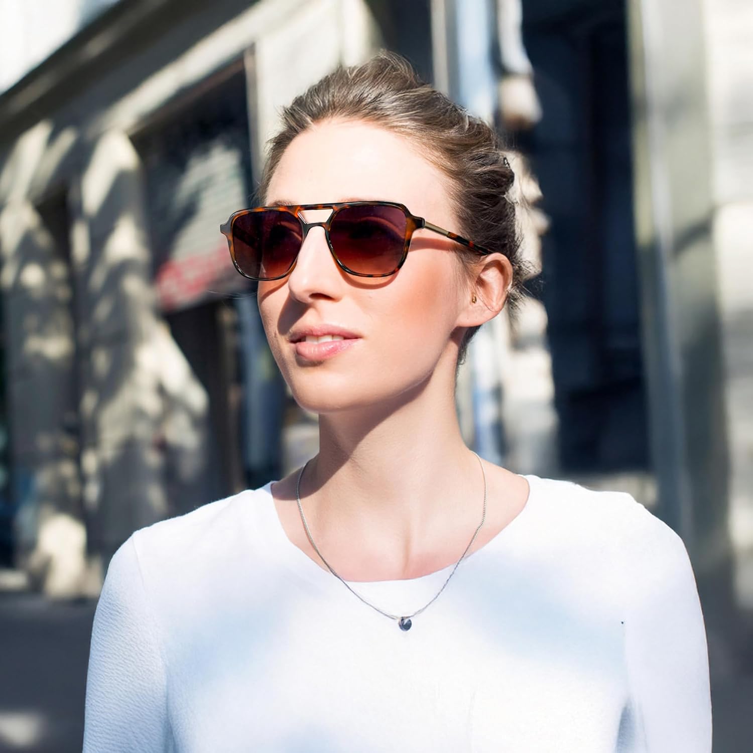 FEISEDY Retro Square Aviator Sunglasses Women Men 70s Vintage Trendy Plastic Frame Sun Glasses B4158 - Image 3