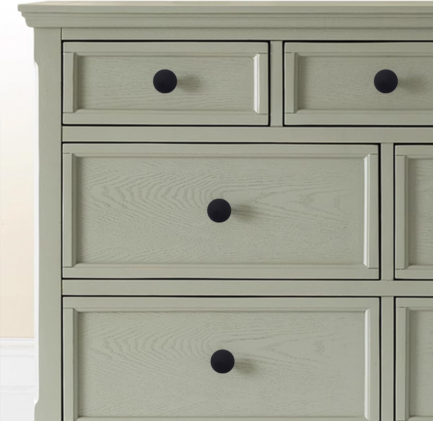 6 Pack Matte Black Cabinet and Drawer Knobs Round Pulls for Dressers Closets Kitchen Cabinet Door