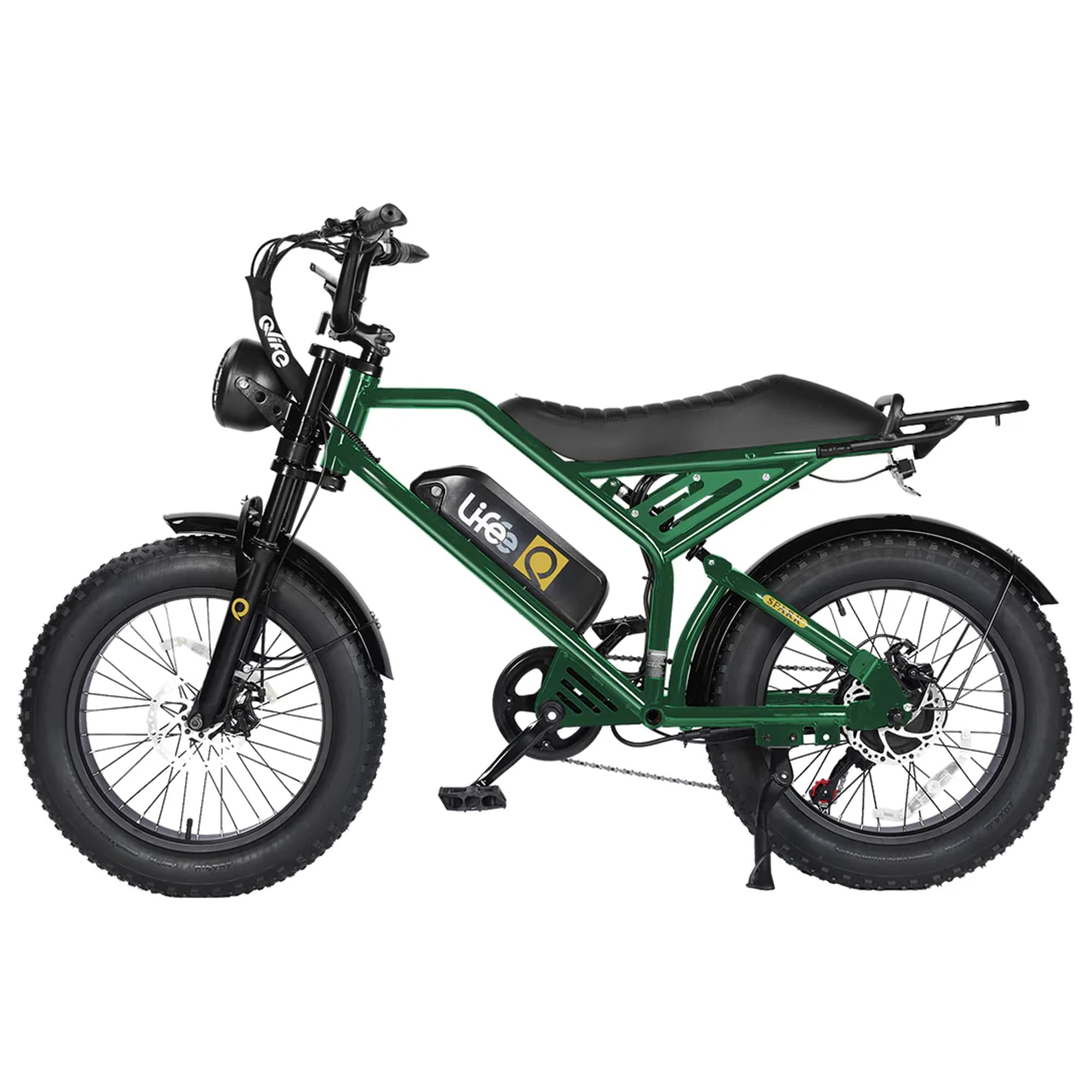 Qlife Electric Bike for Adults-1500W Peak Motor 20" Fat Tires 28MPH(Unlock to 35MPH) EBike Moped, 624-1248Wh Removable Battery Bicycle, with Dual Suspension & Brakes Motorcycle, 7-Speed,Spark