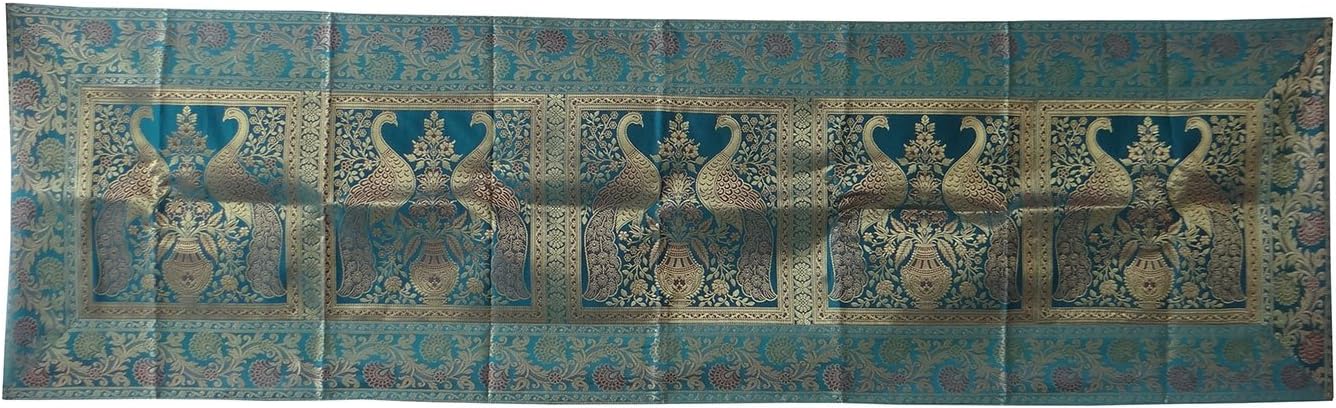 My Craft Palace Home Decorative Banarsi Peacock Design Table Runner
