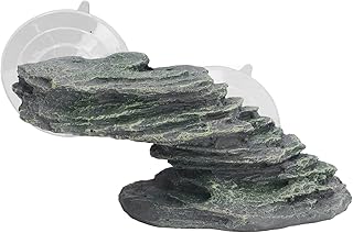 Wnvivi Tortoise Climbing Platform,Resin Aquarium Rock Ornament with Suction Cup,Turtle Basking Platform,Rock Cavern Hideaway for Lizards Turtles