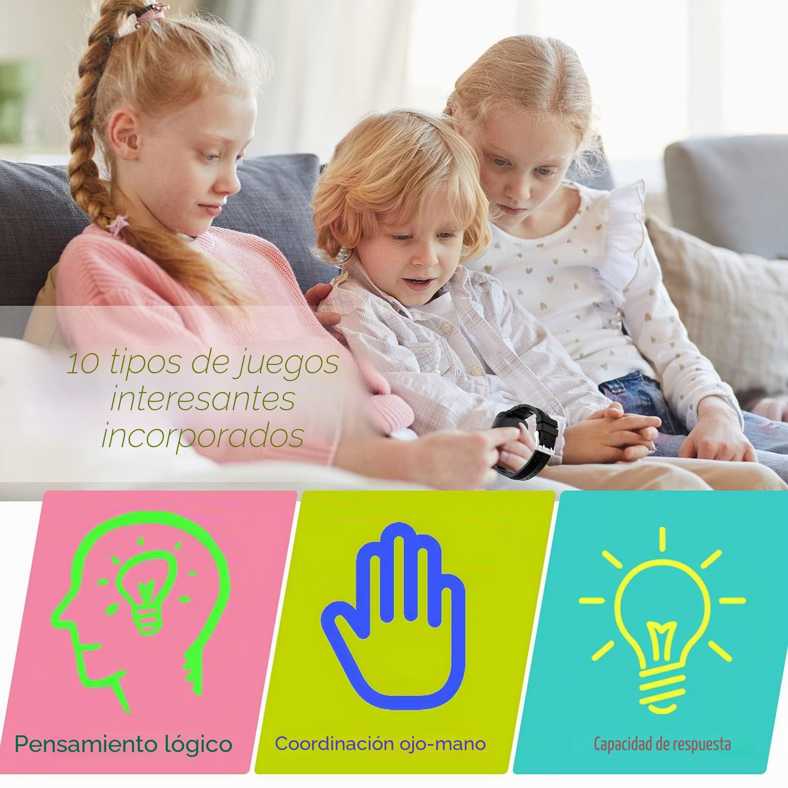 Reloj Inteligente Niño Smartwatch niños con Teléfono Llamadas 16 Juegos | Reloj Niños Conversación Bidireccional, Cámara, MP3 Música, Despertador, Calculadora, Estudiante Regalo