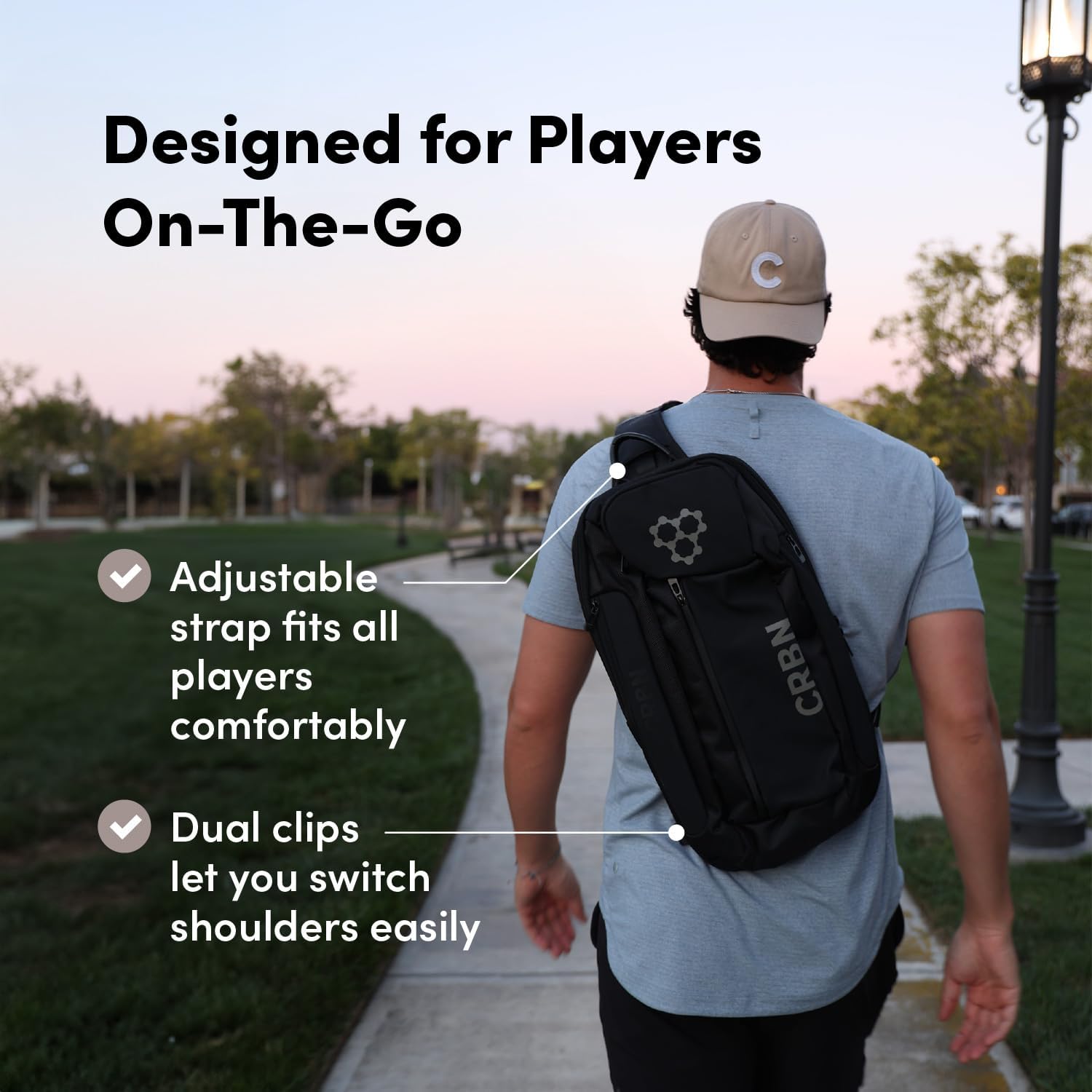 CRBN Pickleball Sling Bag - Pro Team Pickleball Bag - Water-Resistant Pickleball Paddle Bag Holds 3 Paddles, Balls & More - Image 3