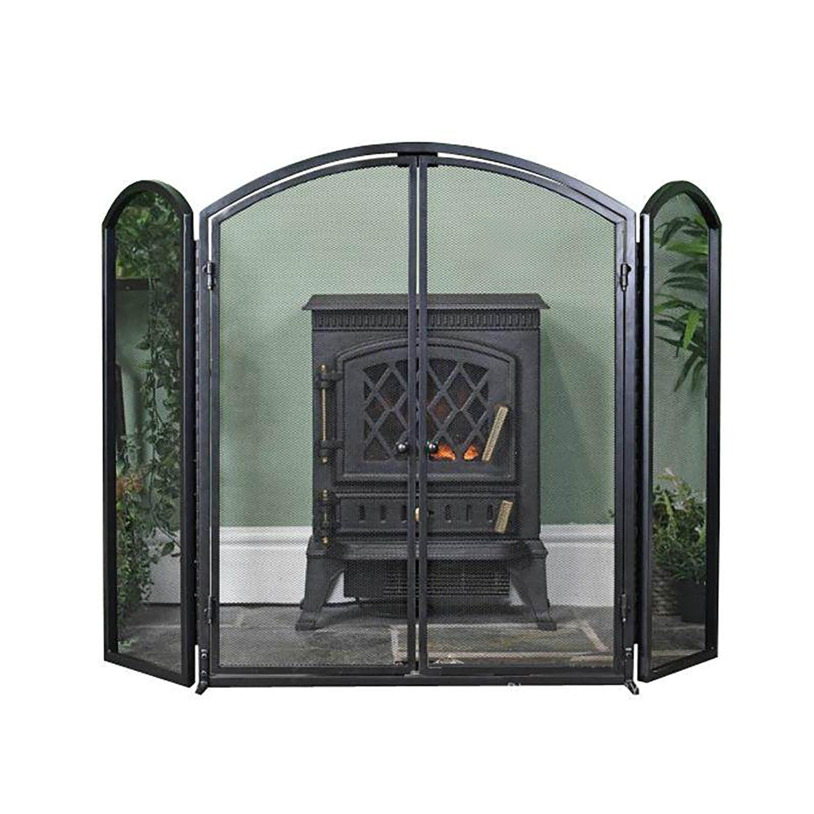 Protector Chimenea 3 Paneles Autónomo Extra Grande, Salvachispas Chimenea De Hierro Forjado, Protector Chimenea Niños Decorativo para Hogar Y Salón