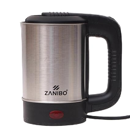 ZANIBO Electric Kettle for Hot Water 0.5 Litre, Stainless Steel with Auto/Manual Thermostat Control Protection, Double Layered Cool Touch Body, Half Litre Cordless Kettle for Tea & Coffe | Silver