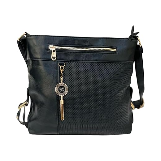 Bolsa Feminina Transversal Tiracolo Alça de Ombro, Preto, Média