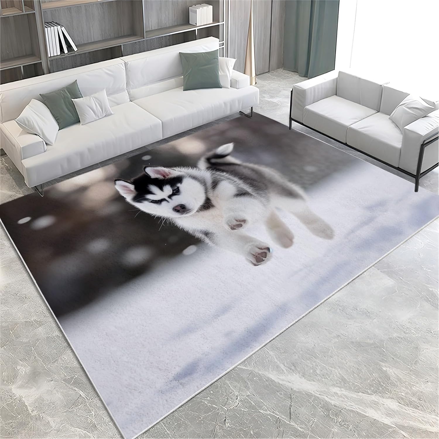 Tapis de salon chien moderne 3D doux et résistant pour l'entrée a-558