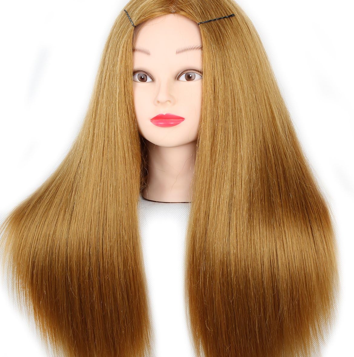 Mannequin Head 60% Human Hair Blonde Hairdressing Practice Head YZ-27# | 22-24 Inch Cosmetology Manikin Head with Blonde Real Hair for Hairstylists Cosmetology Students Practice Styling with Clamp