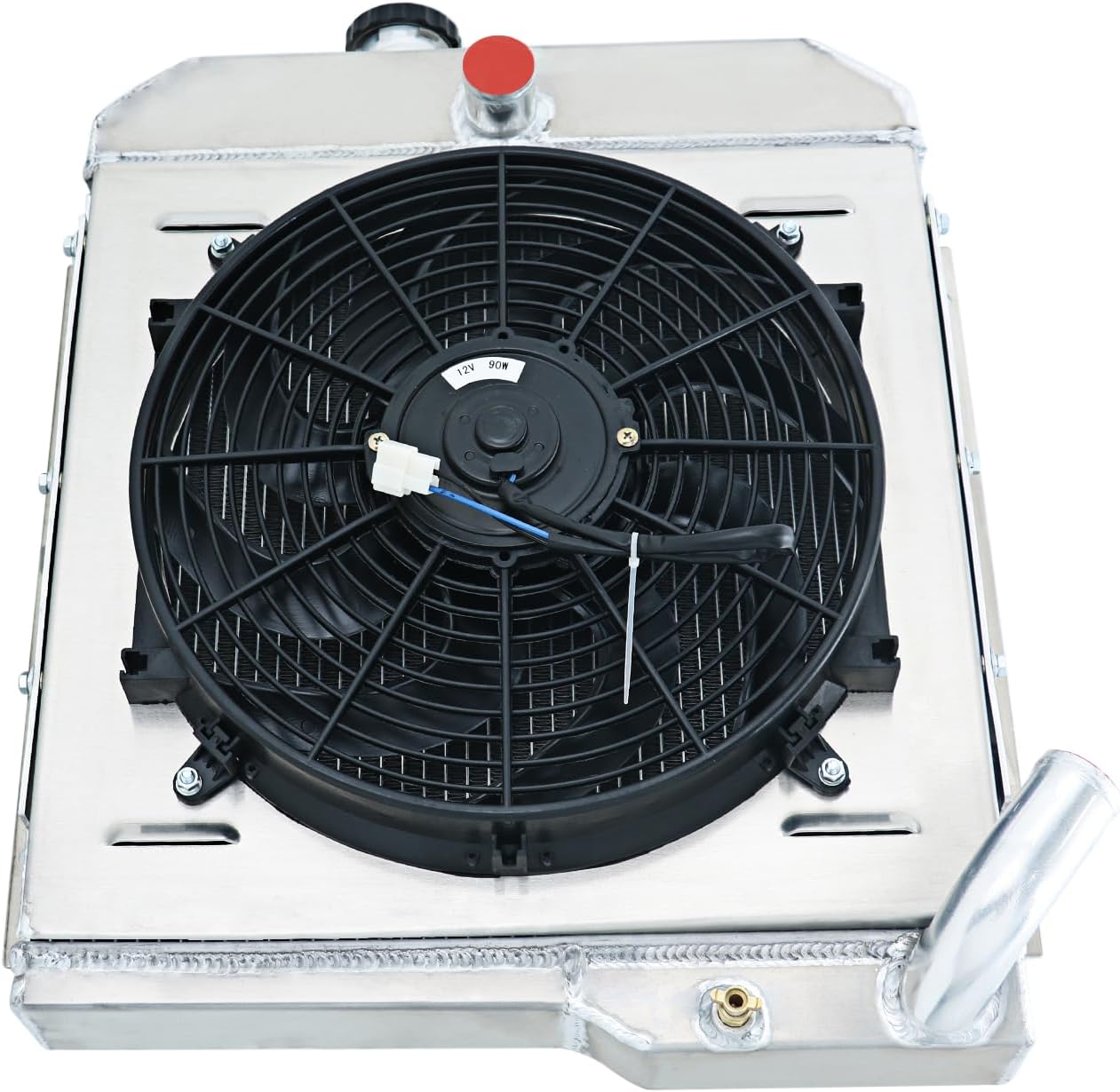 3 Row Radiator Shroud Fan For Jeep CJ5 CJ6 DJ5 DJ6 Buick 225 3.7L V6 1965-1971 Aluminum Radiator with Electric Fan Thermostat Relay Kit