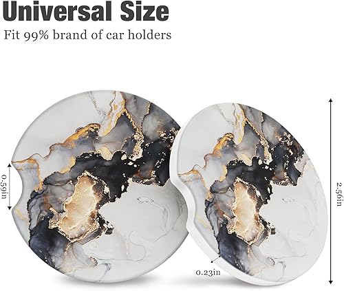 Miniatura 2 de Ainubio Posavasos de automóvil para portavasos, paquete de 2 posavasos de cerámica absorbente para bebidas, bonitos accesorios de automóvil para