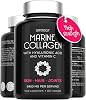 Marine Collagen Capsules 2200mg - with Hyaluronic Acid & Vitamin C - High Strength Complex for Skin Hair Support - Premium Type 1 Peptides - Collagen Supplements for Women & Men - 120 Capsules