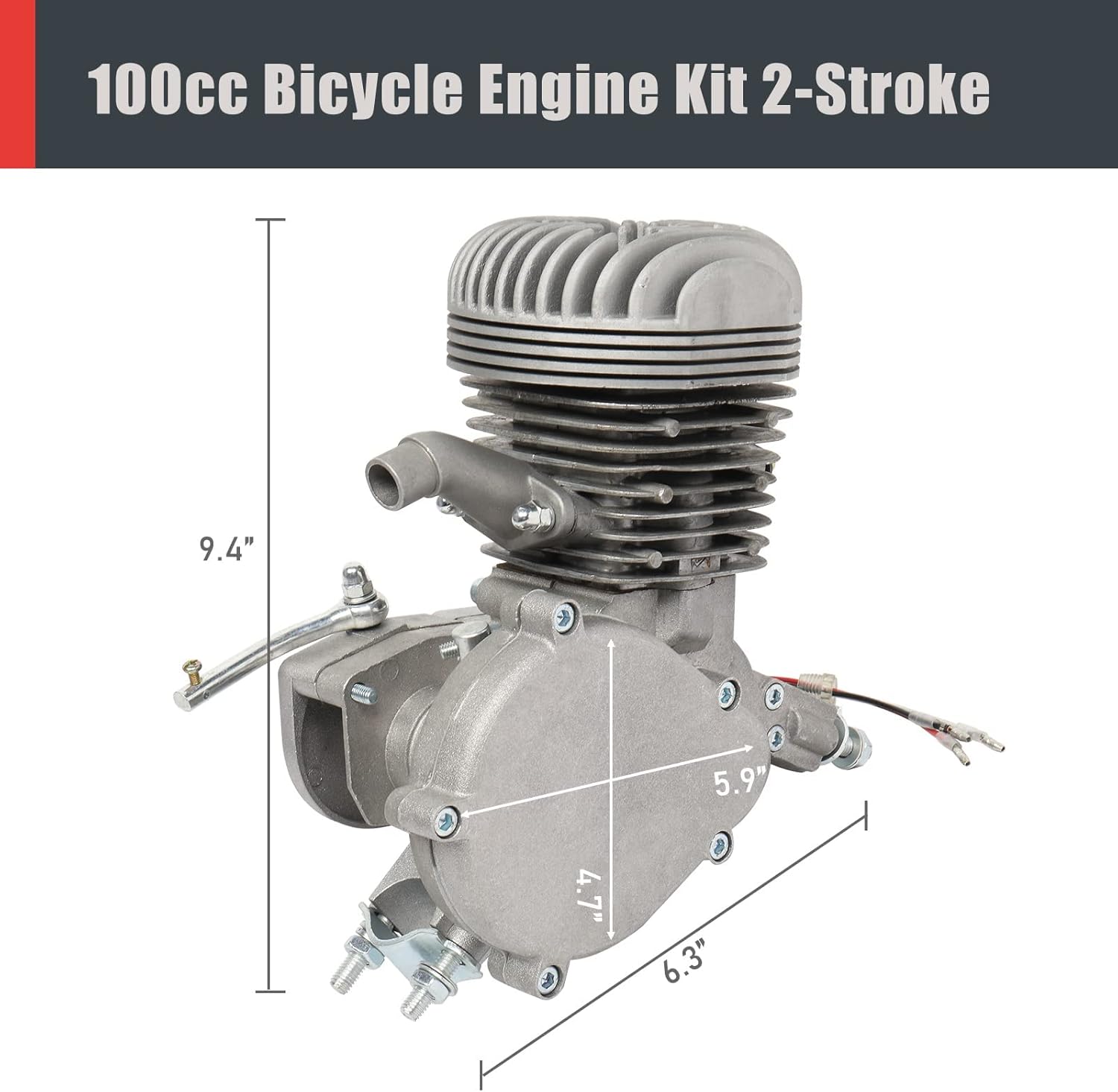 Bicycle Motor Kit 100cc 2 Stroke Gas Bike Engine Kit, Motorized Bicycle Engine Kit for 26" 28" V Frame Bicycle
