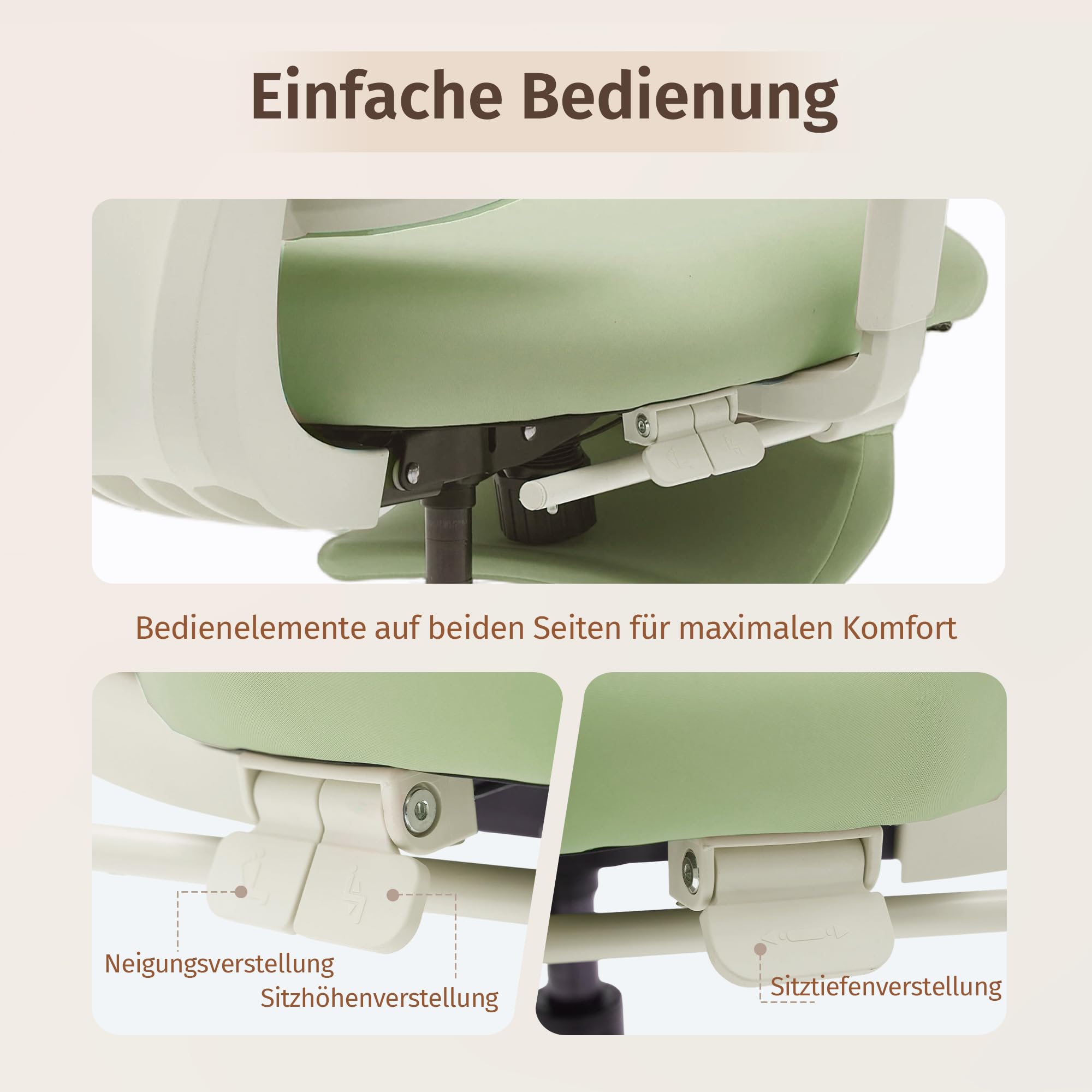 WELAX S3 Pro Ergonomischer Bürostuhl mit Netzbezug, Fußstütze und Verstellbarer Kopfstütze – Hochlehniger Schreibtischstuhl mit Lendenwirbelstütze für Homeoffice, Computer und Gaming, Grün