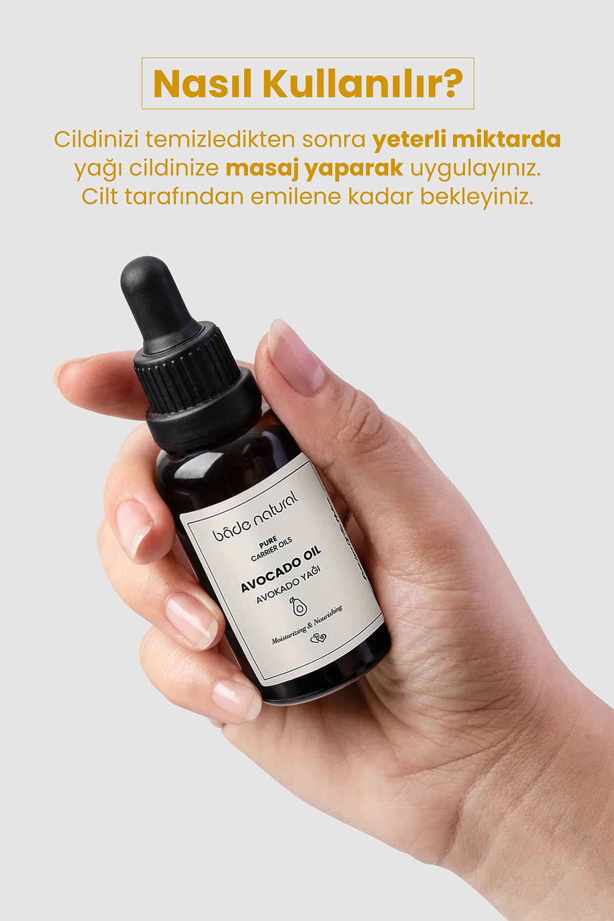 Bade Natural Avokado Yağı Soğuk Sıkım%100 Saf 30 ml