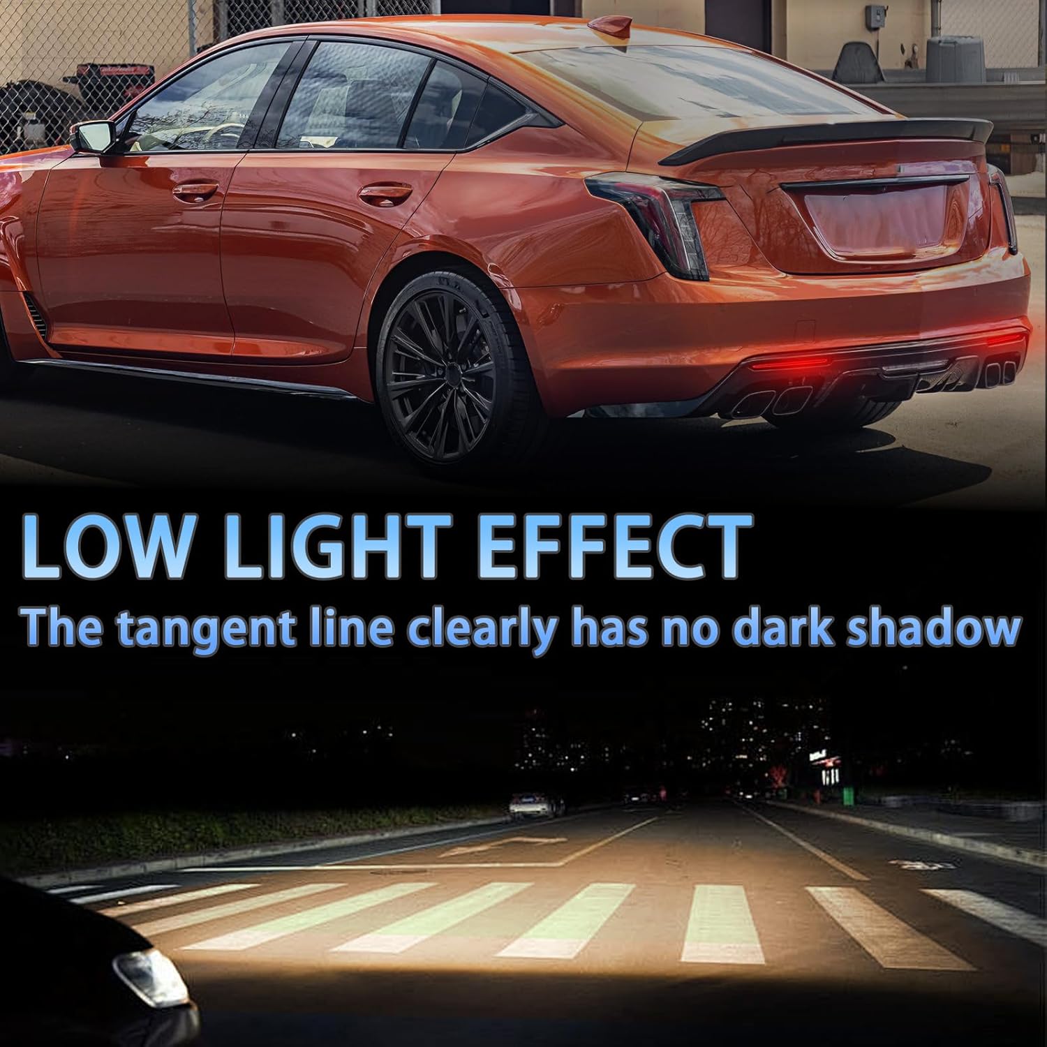 LED Rear Bumper Reflectors Fog Brake Tail Light Lamps Compatible with Cadillac CT5 2020-2025, Replace Stock Reflector Trim Plug and Play OEM 84691121, 84691122 (Smoked)