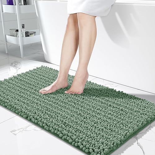 Miniatura 81 de Yimobra Alfombras de baño grandes antideslizantes lavables de 36 x 24 pulgadas, tapete de baño de chenilla ultra suave y absorbente, alfombra de