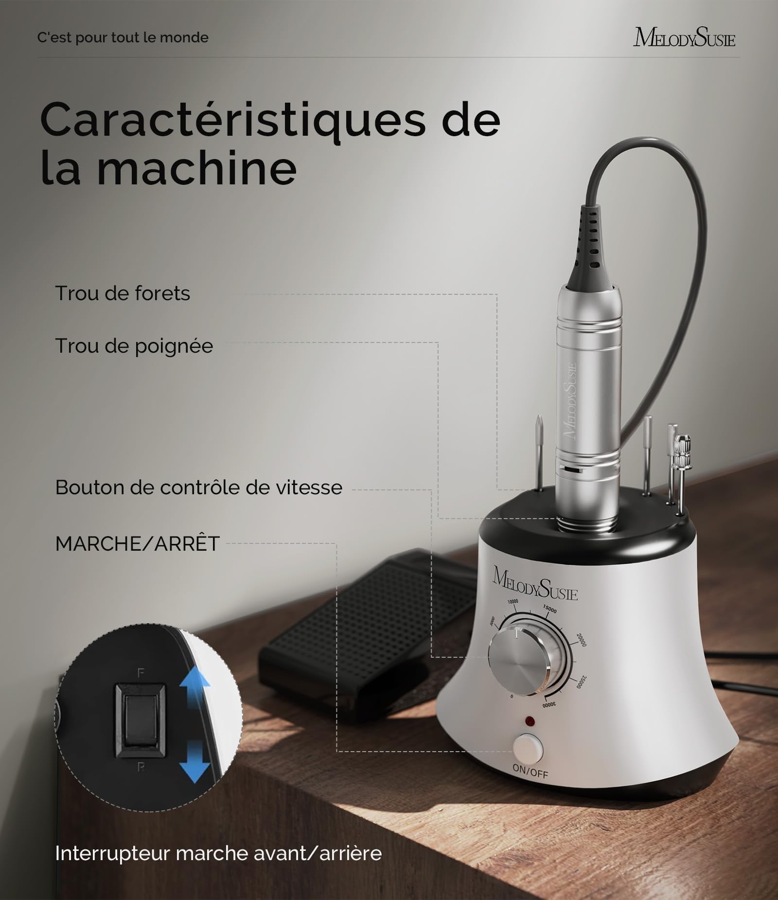 MelodySusie Ponceuse pour Ongles SC320I pour Prothésistes Ongulaires