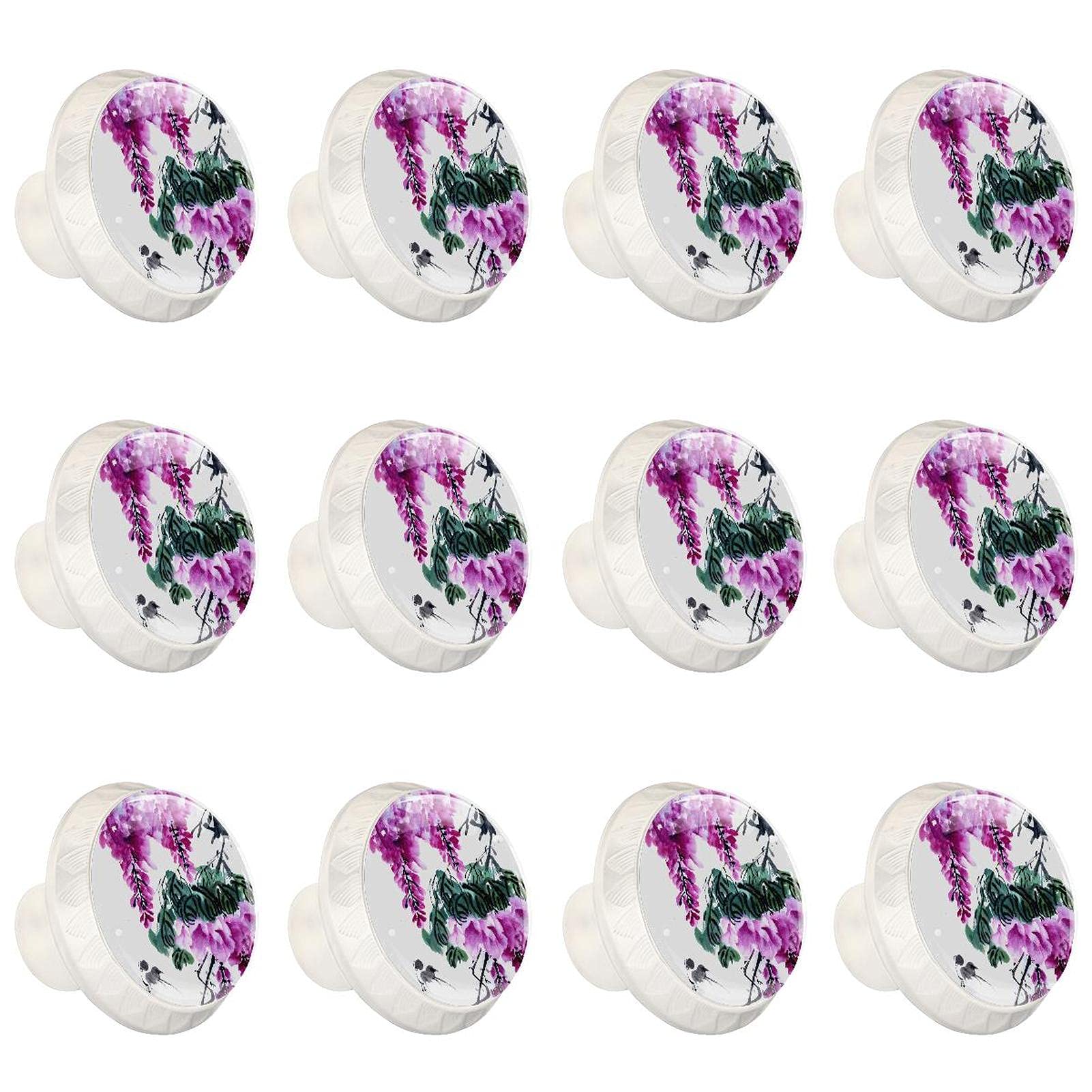 Boutons ronds armoire de cuisine blanc floral lot de 12 poignées tiroir placard commode