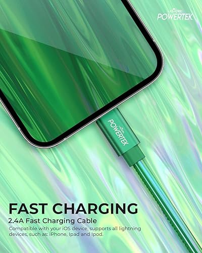 Miniatura 3 de LIQUIPEL Powertek - Cable de carga para iPhone, adaptador de cable Lightning a USB de carga rápida de 6 pies, compatible con iPad, certificado MFI,