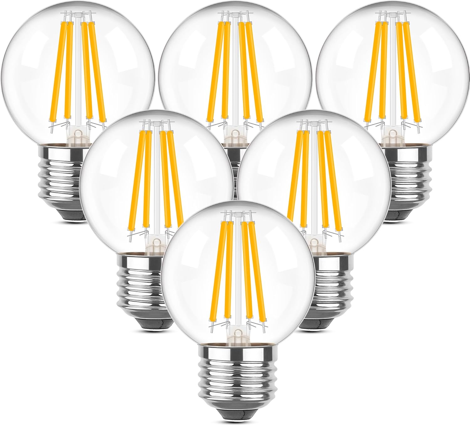 Dimmable E26 4 Watt LED Light Bulbs, G16.5 Small Globe Light Bulb, Equivalent 40 Watt,2700k Warm White Filament Vintage Light Bulb for Home or Commercial Lighting,500LM,120V,6pcs