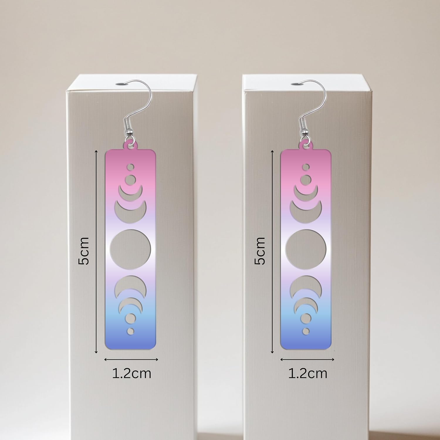 LGBTQIA+ Moon Phase Earrings, Pride Flag Dangle Earrings for LGBTQ Community, Acrylic Rainbow Jewelry Gift for Gay, Lesbian, and All Identities - Image 4