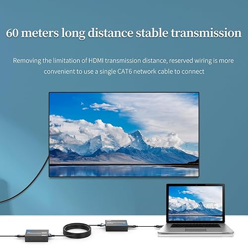 Miniatura 5 de eKL Extensor KVM HDMI USB 196.9 ft/196 pies sobre UTP Cat5e/6 Cable Ethernet soporta 1080P @60Hz 2 puertos USB 2.0 para computadora Plug & Play sin