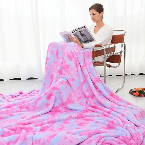 Miniatura 98 de MUGD Mantas suaves mullidas de forro polar para cama individual, manta cálida para cama Morado y blanco