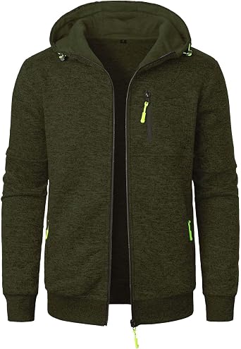 Mens Big and Tall Cardigan Sweater Fall Fashion Long Sleeve Hooded Sweatshirts Causal Solid Athletic Workout Coat