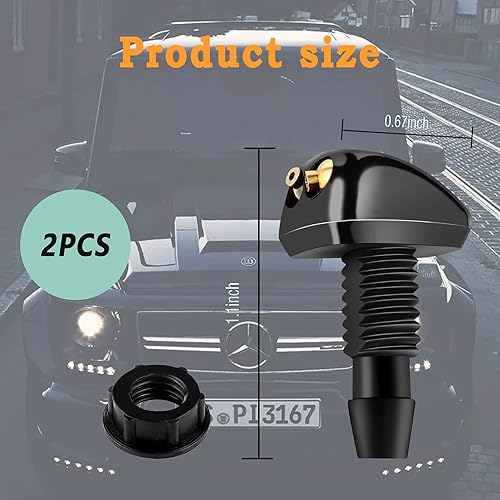 Miniatura 2 de 2 boquillas para limpiaparabrisas delantero (doble agujero), boquilla con patrón de pulverización en forma de ventilador compatible con Ford Honda,
