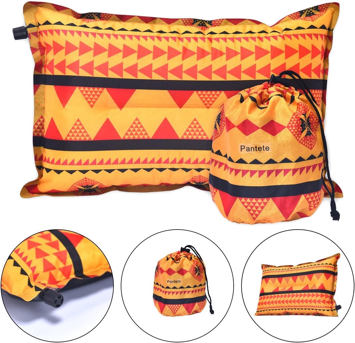 Backpacking Camping Pillow Self Inflating Travel Pillow with Ultralight Memory Foam Portable for Camping, Traveling, Hiking, Office Leisure Rest, Neck & Lumbar Support, Beach, Compressible