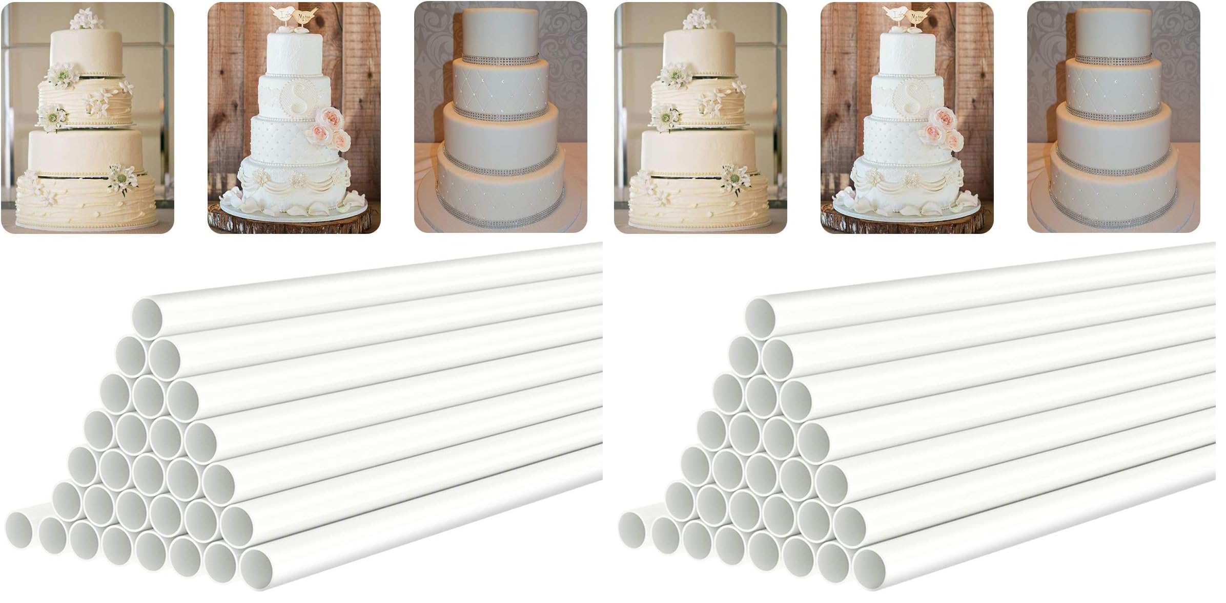 FurRain White Plastic Cake Dowel Rods for Tiered Cake Construction and Stacking Supporting Cake Round Dowels Straws with 0.4 Inch Diameter (9.5 Inch) — Amazon image 9