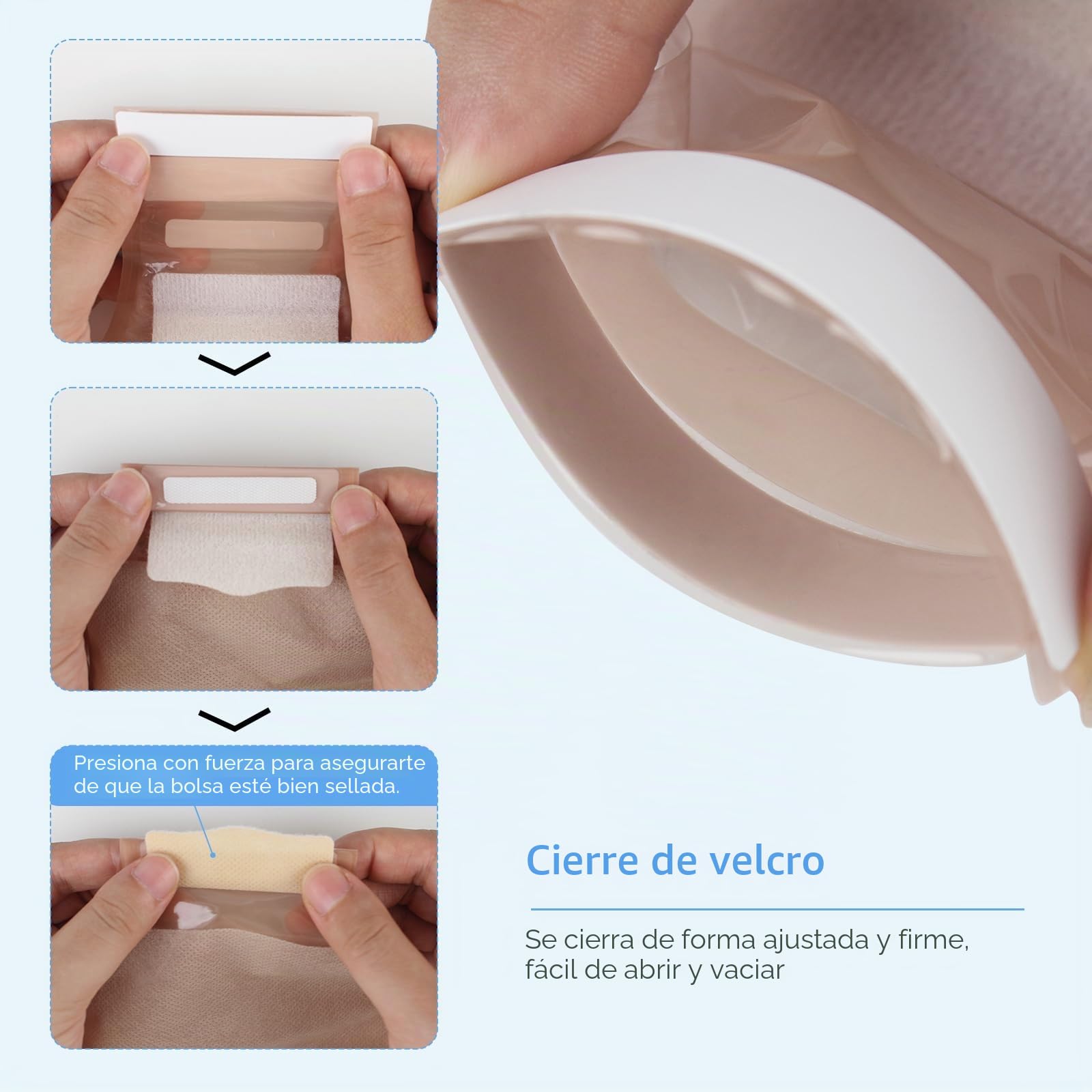 Bolsa para ostomía 2 piezas drenable con cierre 70 mm, 22 piezas suministros colostomía ileostomía