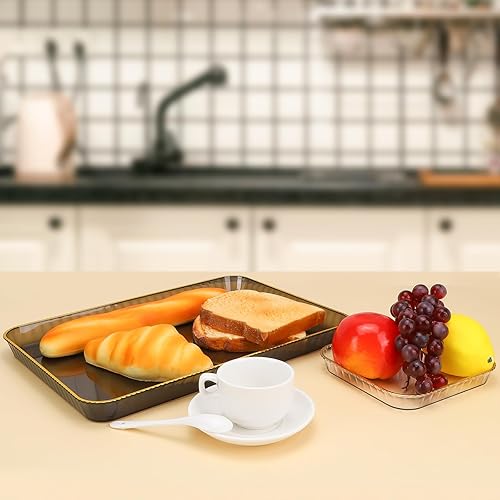 Miniatura 5 de Juego de bandejas organizadoras con 3 bandejas diferentes, juego de bandejas decorativas con borde dorado, bandeja de exhibición para cosméticos,