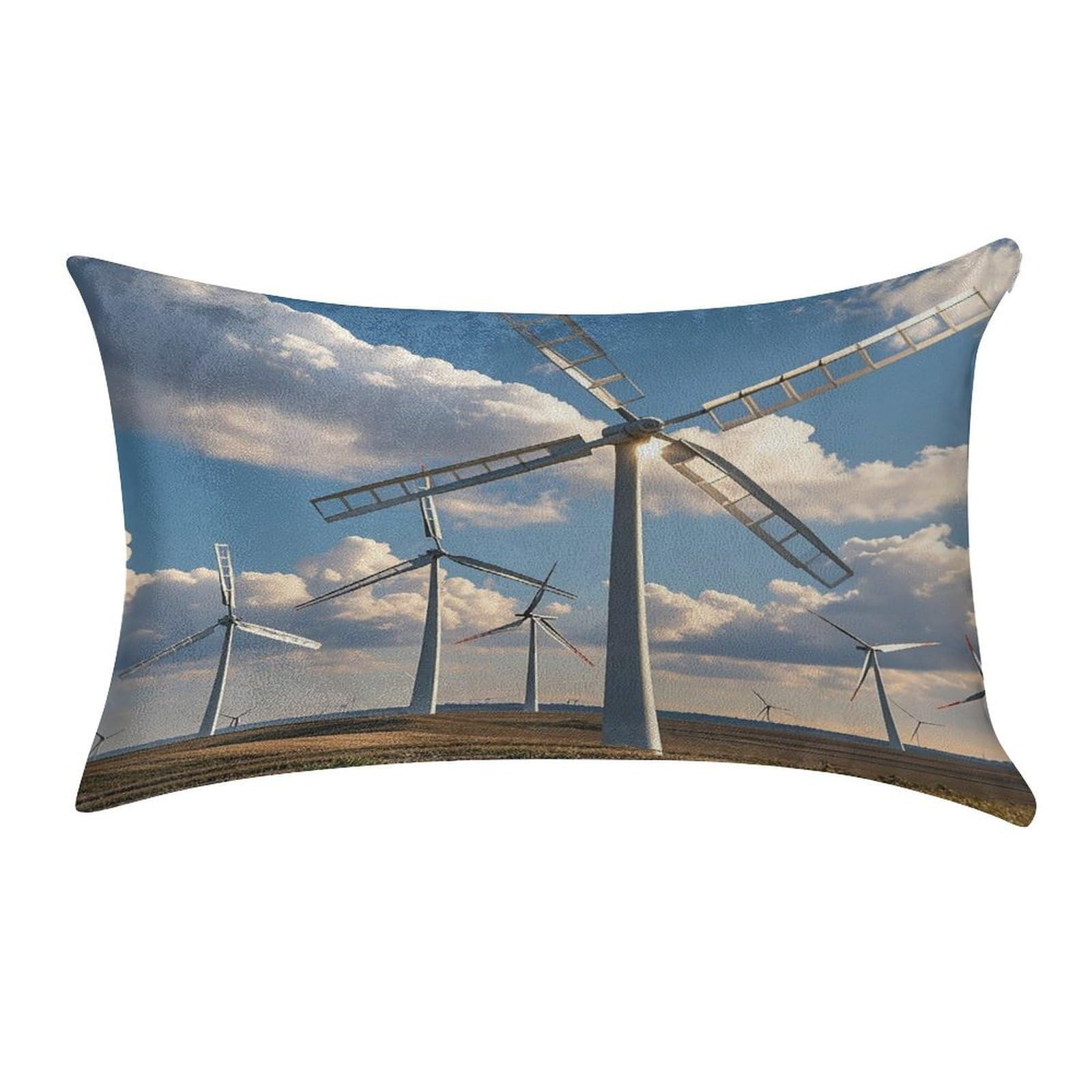 FekiLoot Windmills Pillow Covers Luxury Velvet Oblong Pillowcases Rectangular Throw Pillows Case Decorative Velvet Cushion Covers Ultra Soft Lumbar Pillow Shells 12 X 20 in