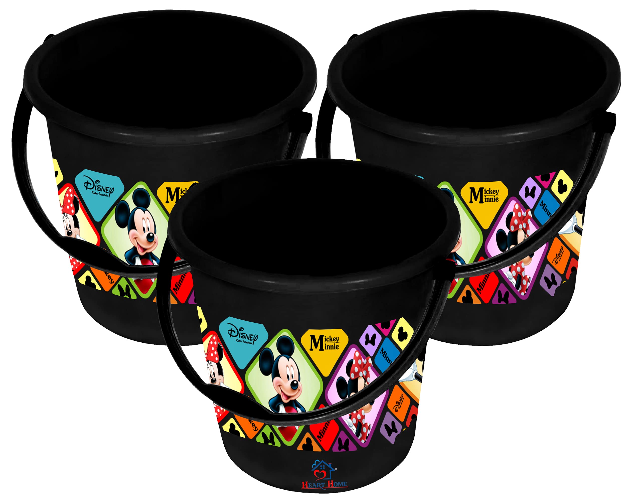 Heart Home Disney Minnie Mickey Print Unbreakable Virgin Plastic Strong Bathroom Bucket,18 LTR-Pack of 3 (Black) (B092J1SLJ6) Amazon Price History, Amazon Price Tracker