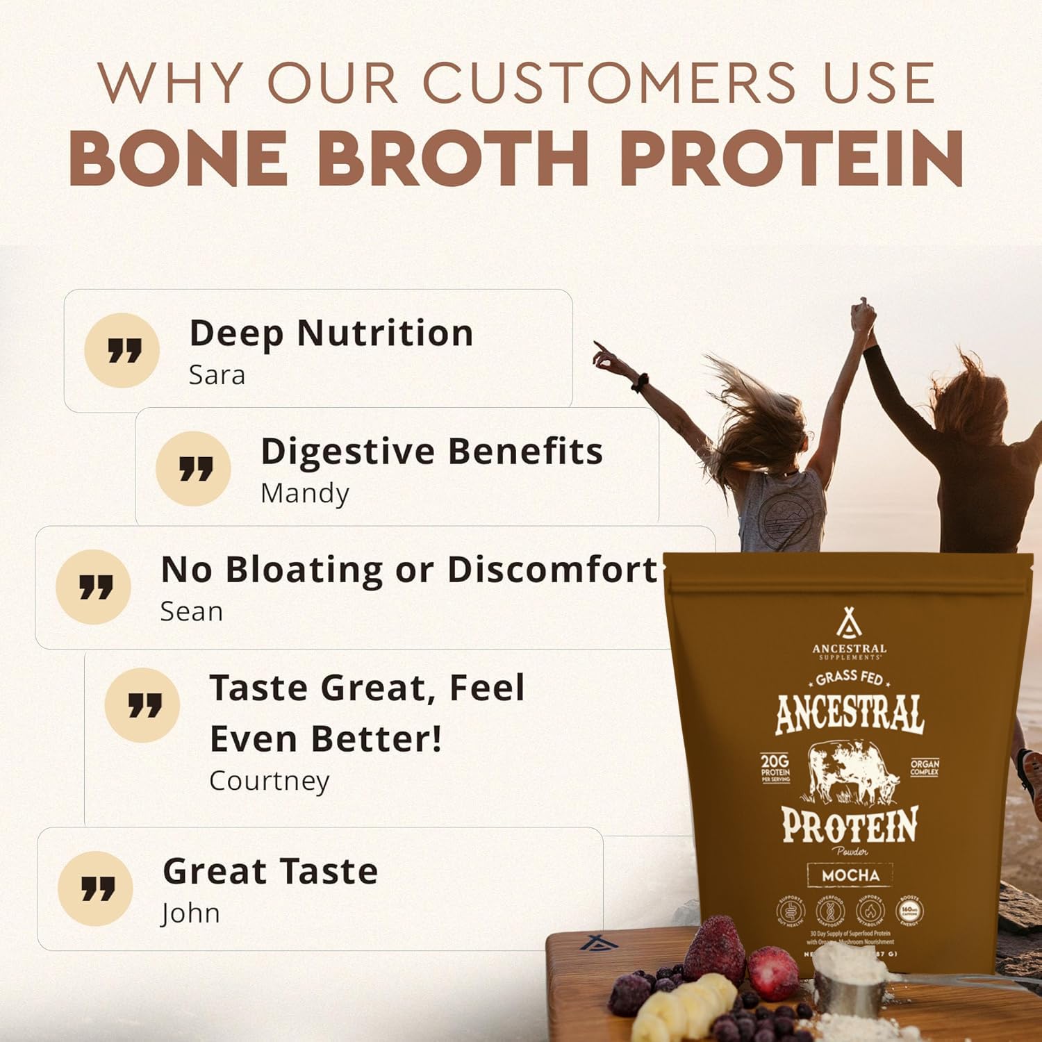 Ancestral Supplements Bone Broth Protein Powder, Mocha Coffee, 30 Servings — Amazon image 6