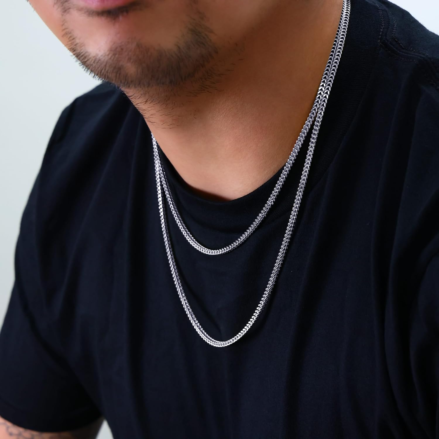 Nuragold 10k Real White Gold Franco Square 3mm Box Chain Wheat Chain Necklace (18"-26") Italian Jewelry for Men & Women