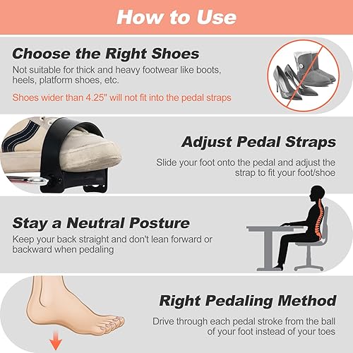 Miniatura 6 de Goplus Mini bicicleta de ejercicio, ejercicio de pedal plegable debajo del escritorio con pantalla LCD, resistencia ajustable, máquina portátil y