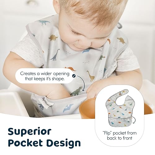 Miniatura 4 de Tiny Twinkle Babero a prueba de desorden - Babero impermeable para bebé niño o niña - PFAS, PVC, BPA, libre de ftalatos - Baberos de comida para