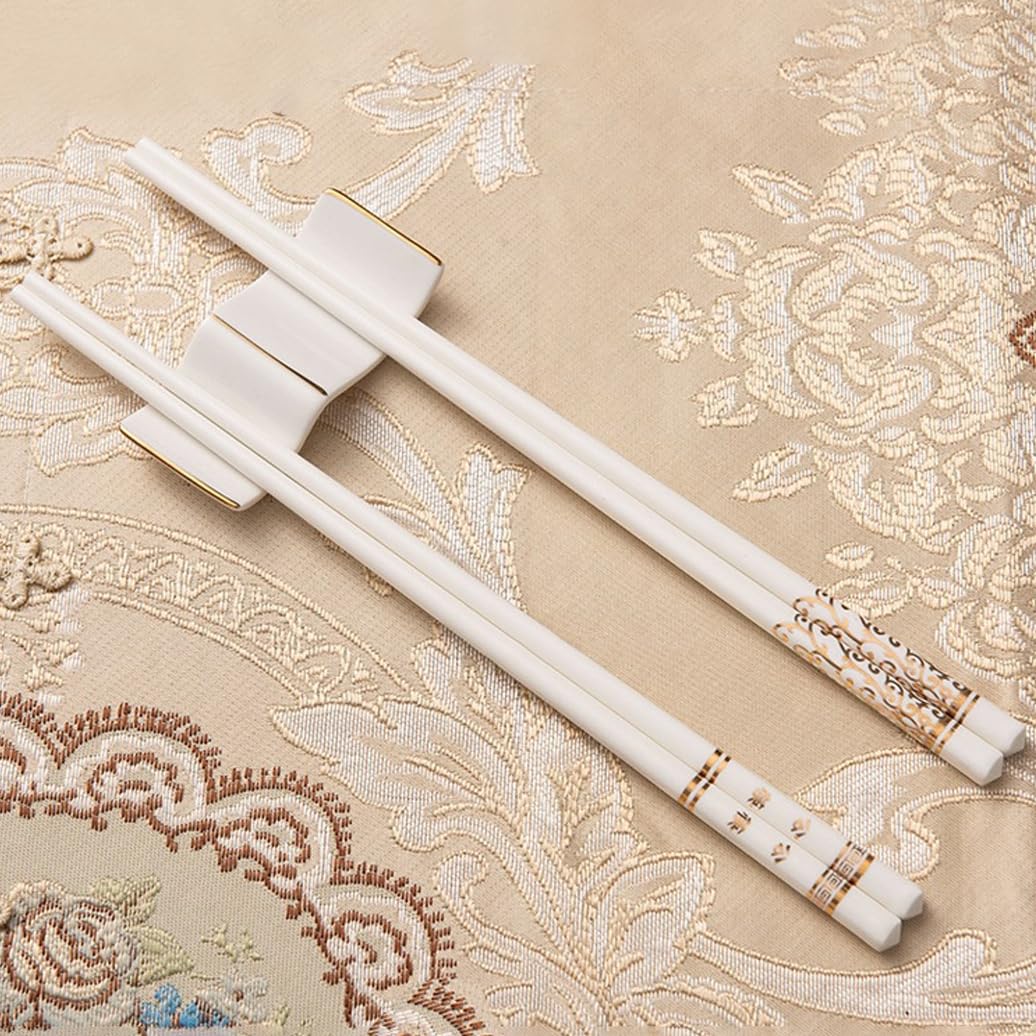 Coffret cadeau de baguettes en porcelaine chinoise, 10 paires de baguettes réutilisables lavables au lave-vaisselle, coffret cadeau avec étui, baguettes en céramique osseuse de haute qualité avec