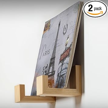 Big Fudge Wooden Vinyl Shelf Wall Mount - Record Wall Display Shelves - Album Storage for Vinyl LP Wall Holder - Holds 15 Records Per Shelf - Set of 2 - Natural