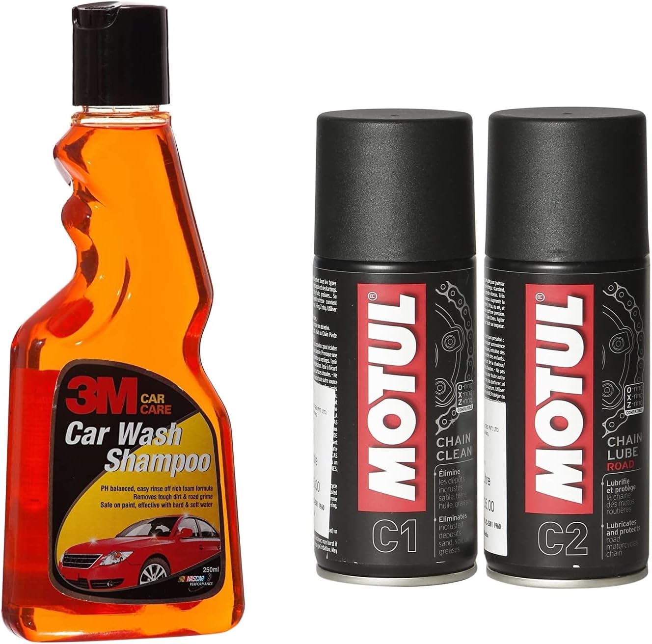 Combo of C2 Chain Lube (150 ml) and C1 Chain Clean for All Bikes (150 ml) + 3M IA260100432 Auto Specialty Shampoo (250 ml)